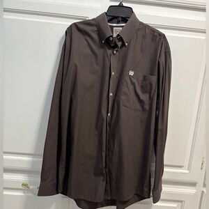 Cinch Denver Colorado Brown Long Sleeve Button Up Shirt Men’s Size M